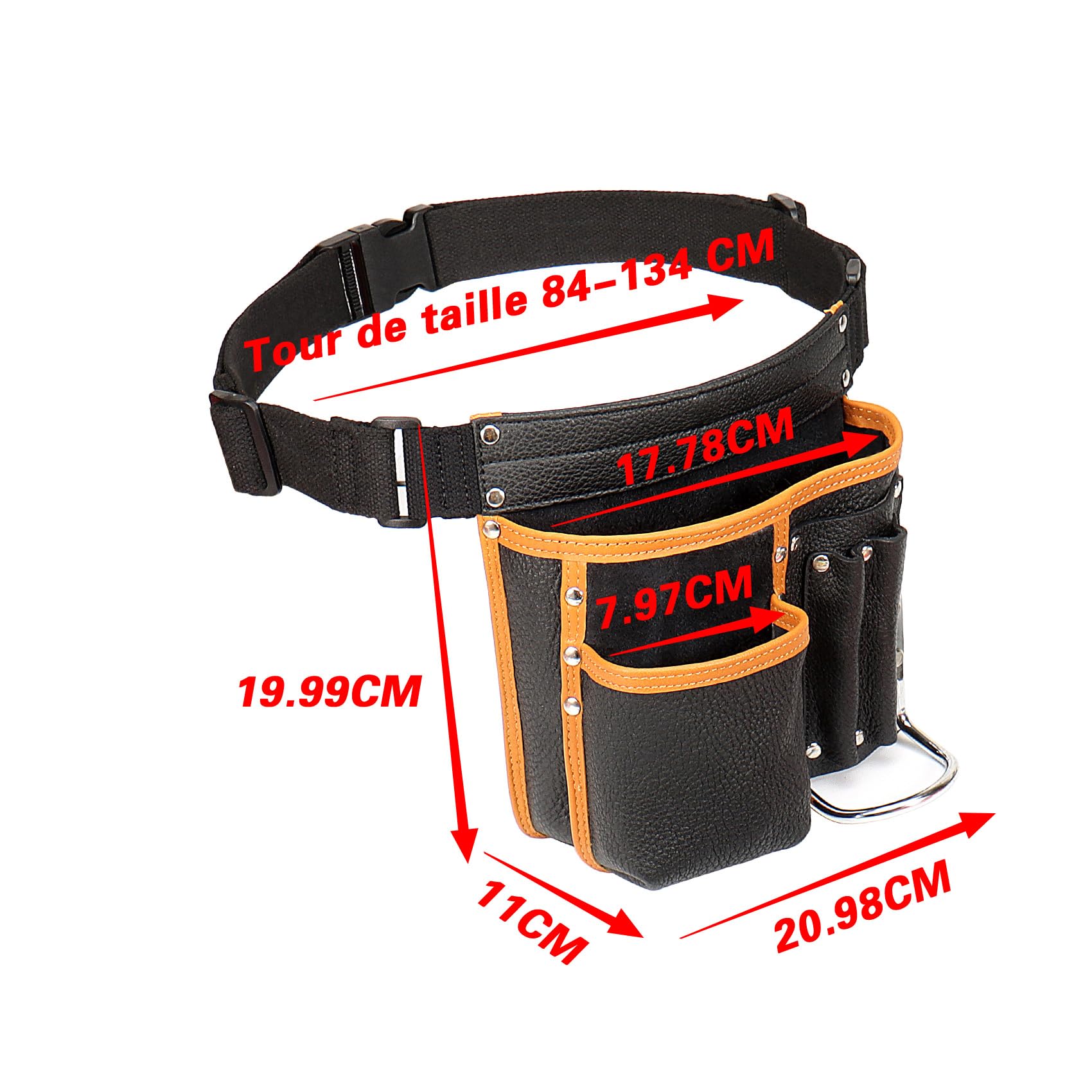 Ceinture Porte Outil Bricolage, Ceinture de Travail Homme Chantier,Sacoche Porte Outils pour Électriciens,Préposés à L'entretien,Constructeurs,Encadreurs
