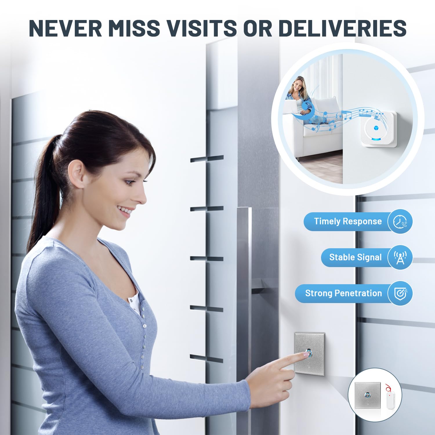 Besimlive Wireless Doorbell Extender for Existing Wired Doorbell Convert into Wireless Door Bell Chime- 656 FT Range - Image 2