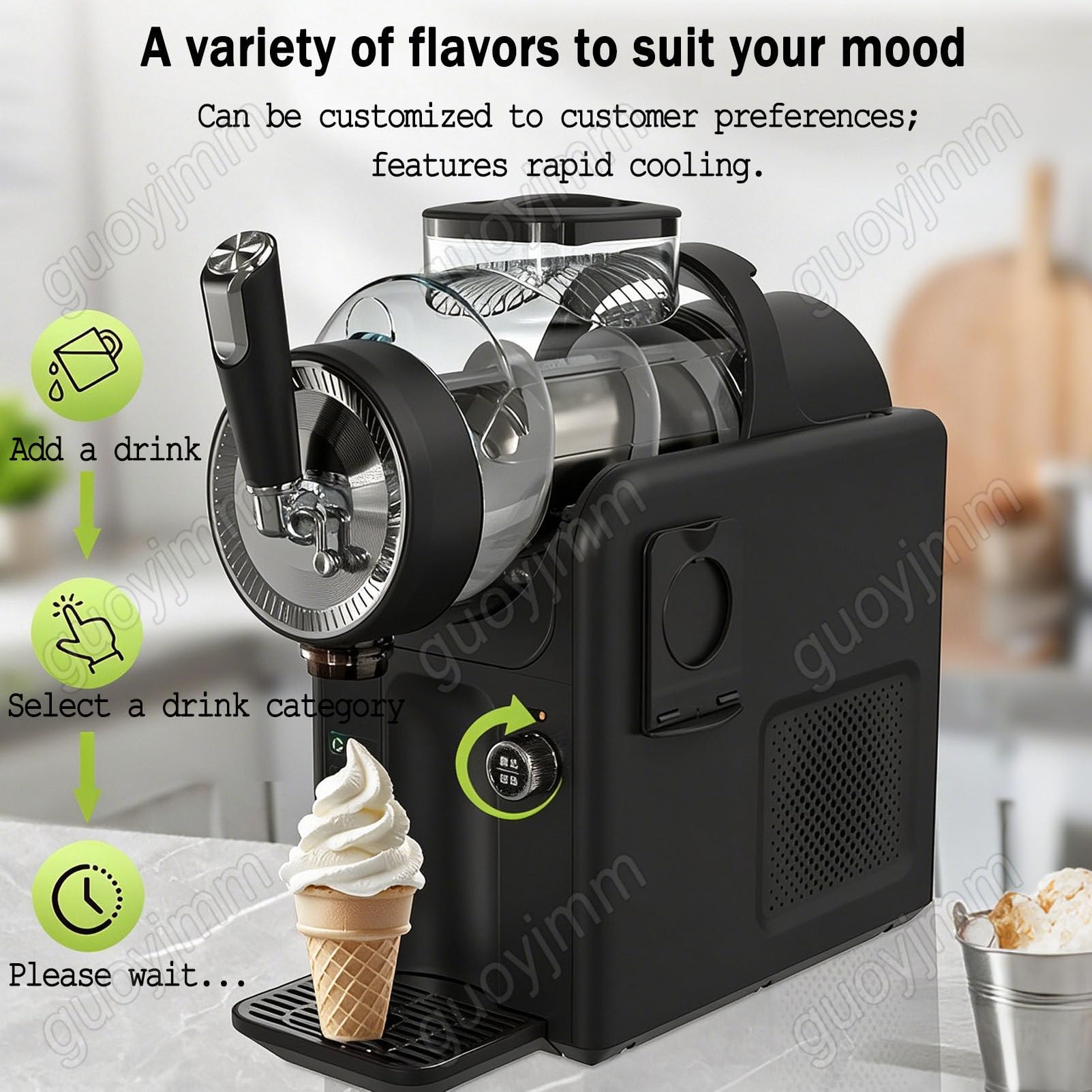 Máquina Granizados,Máquina Helado Suave, 5 Ajustes Preestablecidos White | Máquina para Granizados sin Necesidad de Hielo, con Indicador de Temperatura en Tiempo Real y Consistencia Ajustable