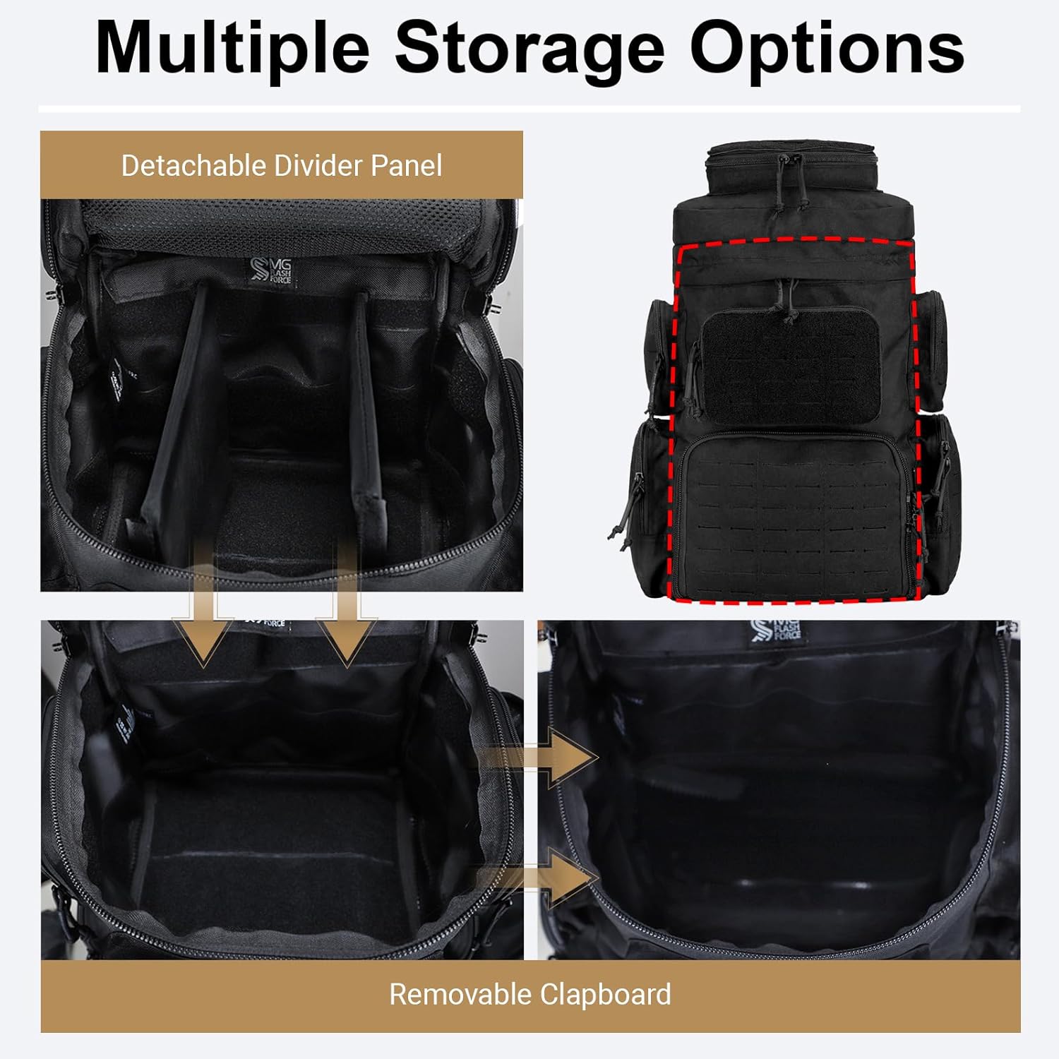 MGFLASHFORCE Tactical Range Backpack for handguns,Laser-Cutting Modular Gun Backpack with 5 Pistol Cases for Hunting and Shooting - Image 5