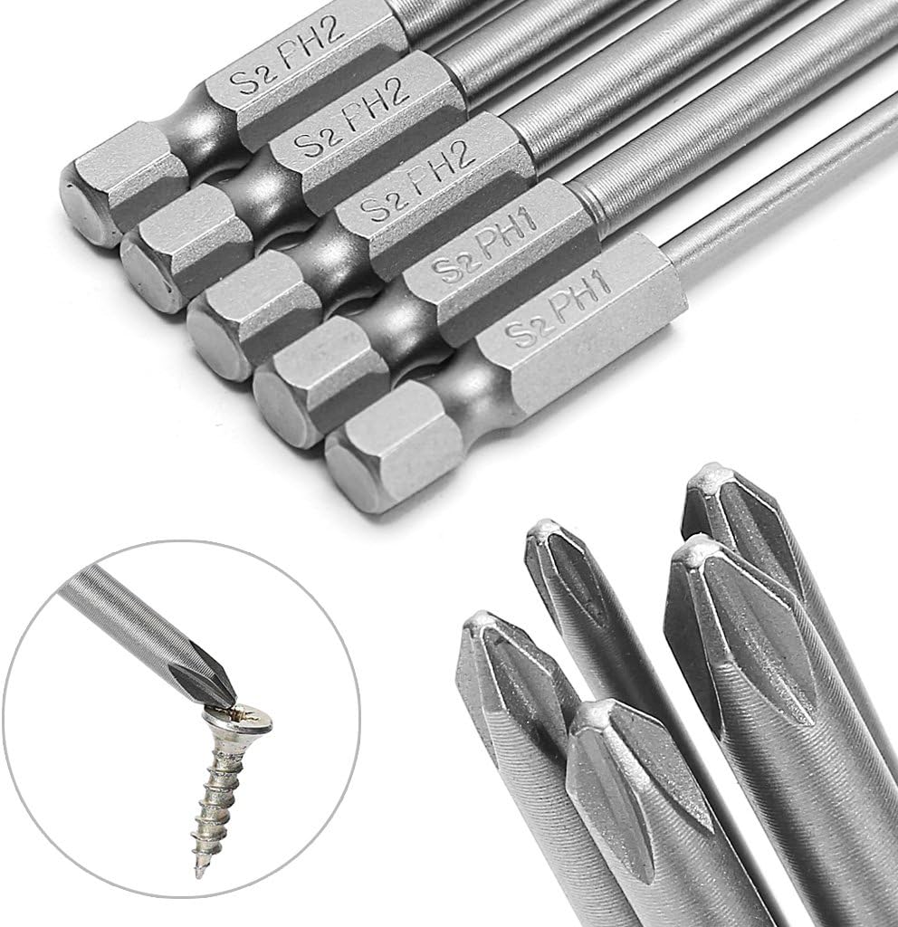 5 Pcs 1/4'' 150mm Long for for Head PH1 PH2 Electric Screwdriv