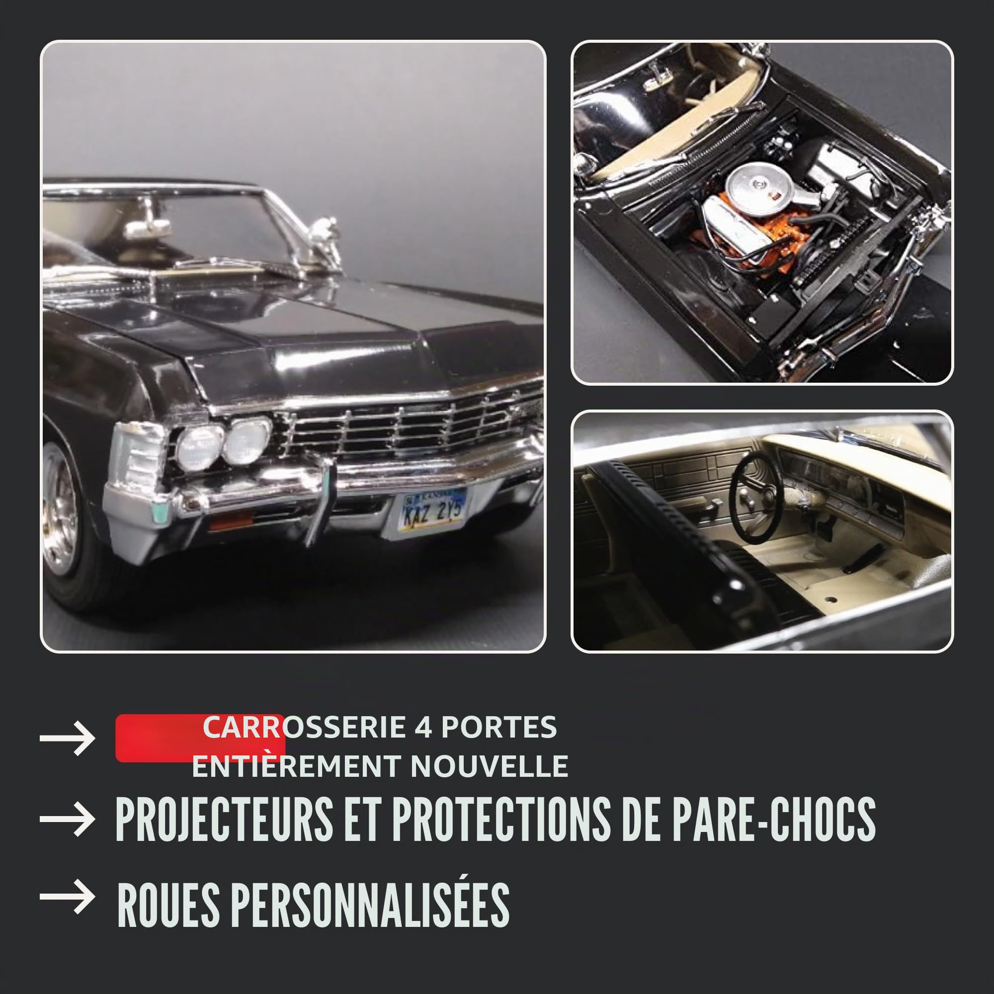 AMT Ertl 1967 Chevy Impala 4 portes, Night Hunter AMT1124, multicolore
