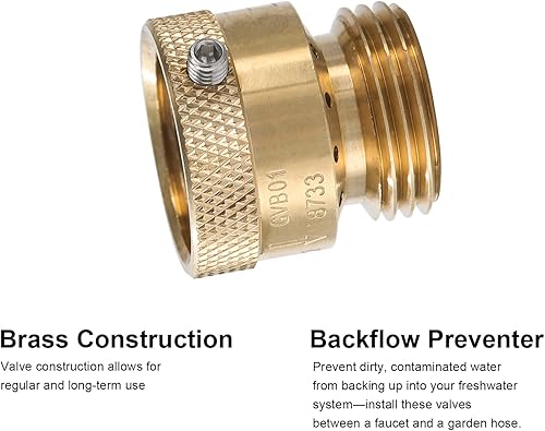Miniatura 6 de 3 Pack SUNROAD - Conector de manguera de latón libre de plomo de 34" pulgadas MHT, preventor de reflujo de vacío, interruptor de vacío, válvula de
