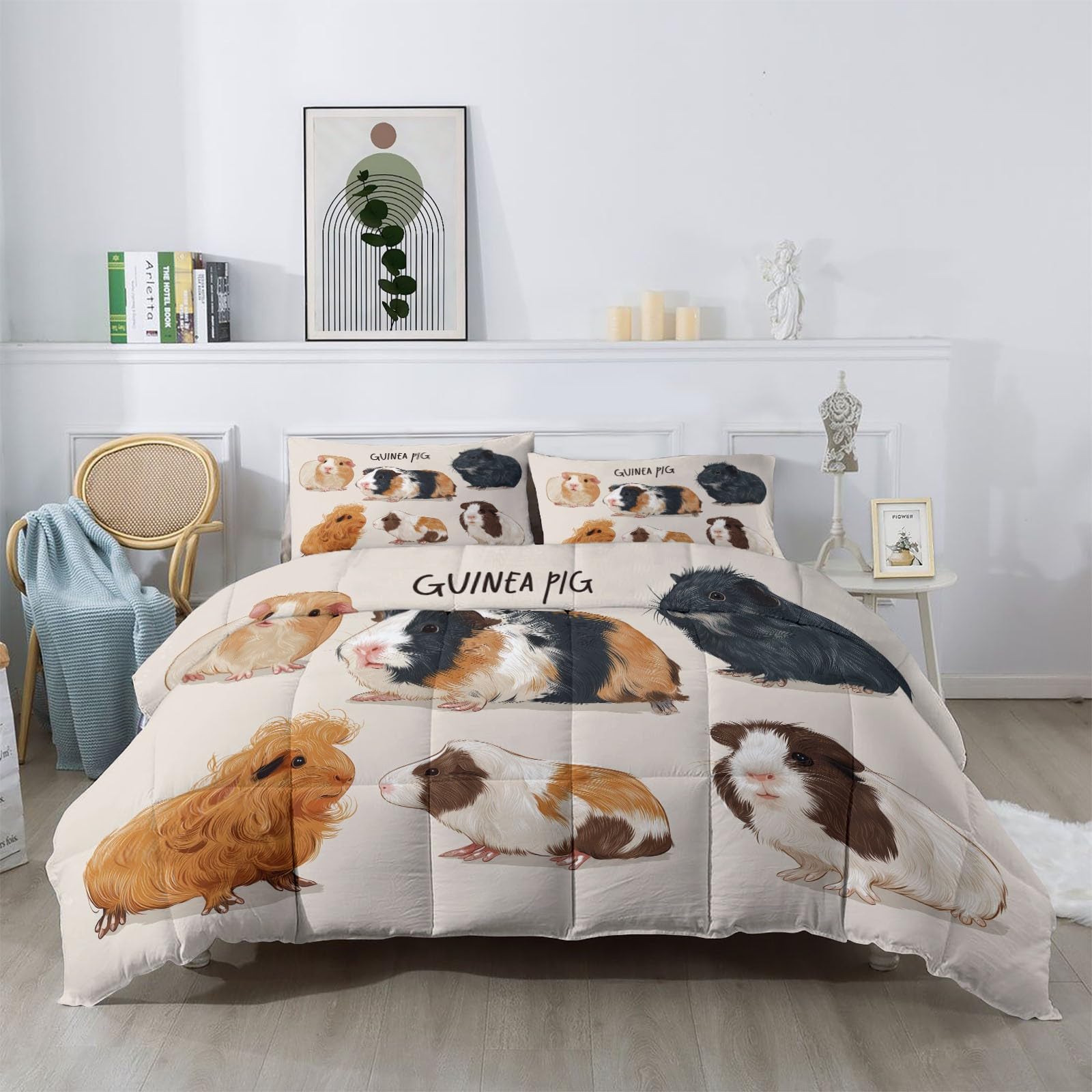 Poszewka na kołdrę King 230 x 220 cm, minimalistyczny zestaw pościeli z 2 poszewkami na poduszki, miękka, oddychająca, dwustronna kołdra z mikrofibry, całoroczna, kremowa pościel do sypialni