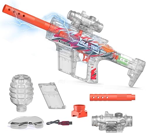 Lanzador de Bolas de Gel Versión Transparente Eléctrico Semiautomático Potente 170 Fps 85 pies 10 Rondas Por Segundo Lanzador Automático de Bolas