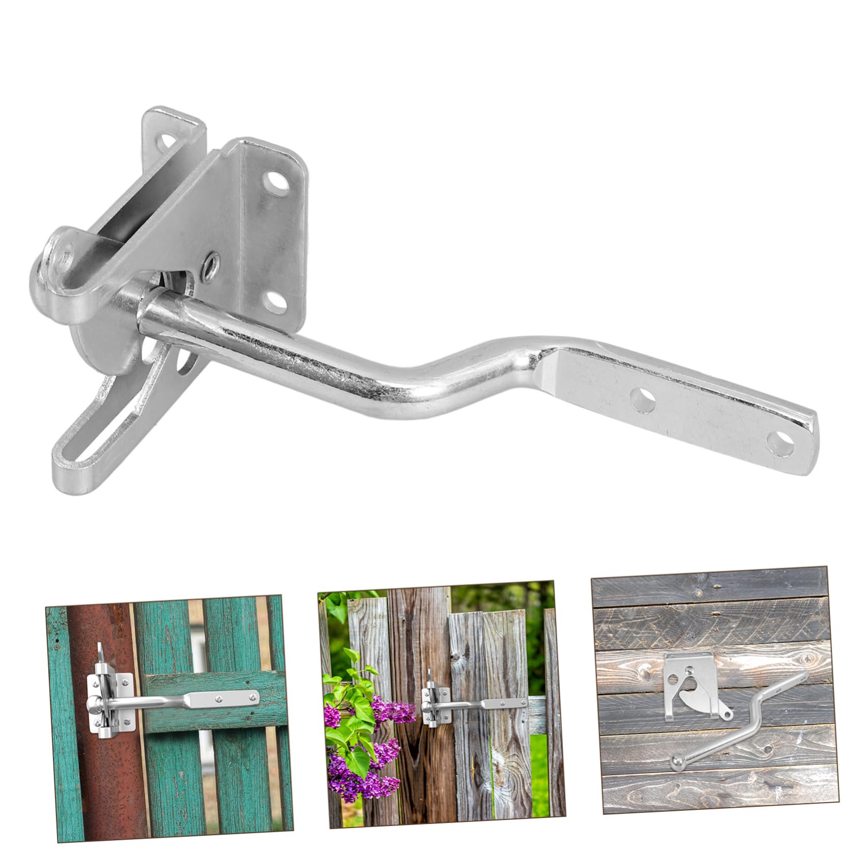 Loquet de Portail Robuste en Fer Argenté pour Portillon de Jardin en Bois, Serrure de Clôture Élégante et Sécurisée, pour Usage Extérieur et Ferme