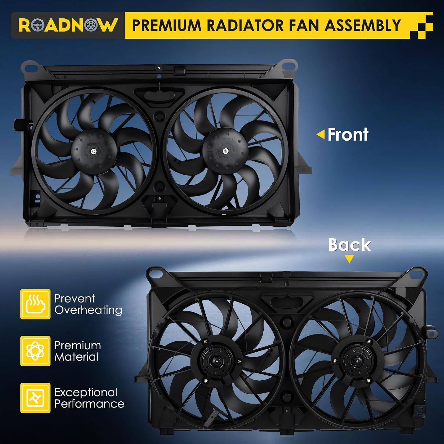 620-654 Engine Radiator Cooling Fan Assembly Fit for Cadillac Escalade, for Chevy Avalanche Cheyenne Silverado 1500 2500 3500 Suburban Tahoe, for GMC Sierra 1500 Denali Replacement Part 622220