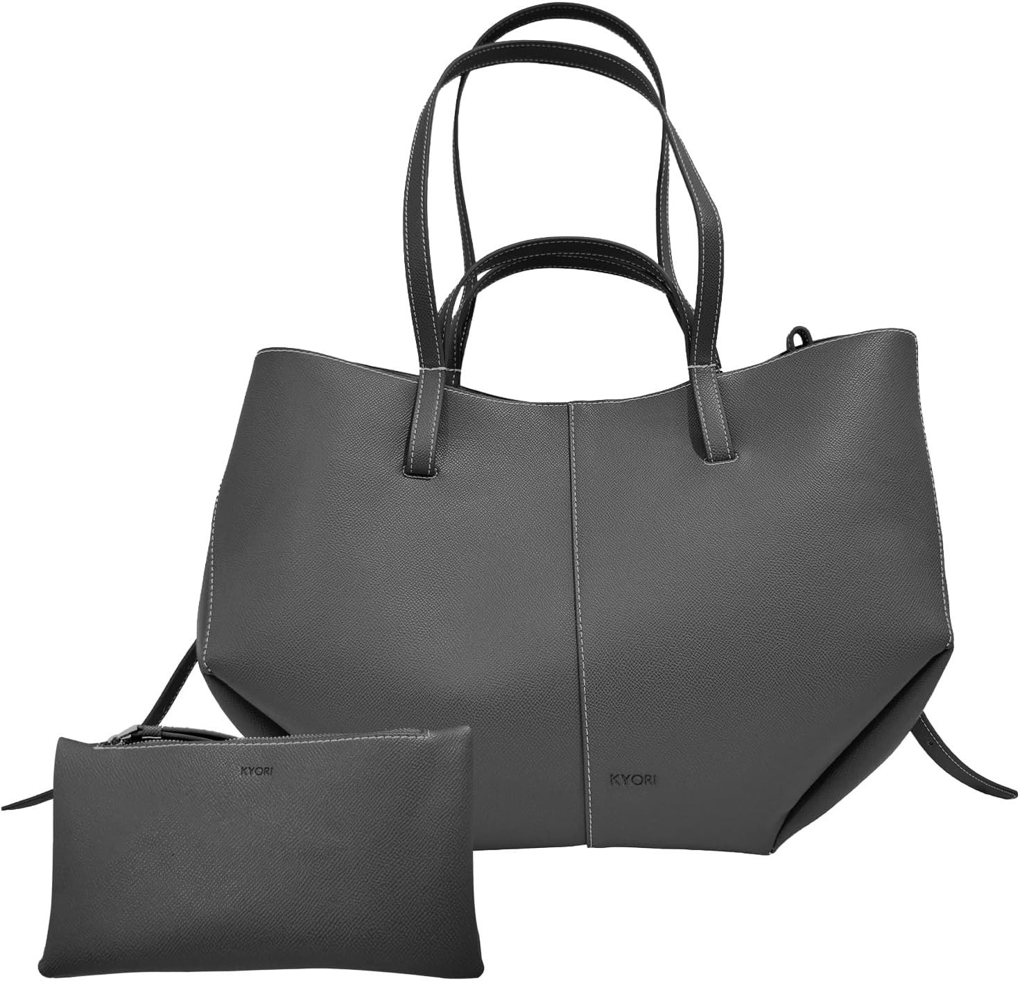 KYORI MAIYA Women's Ultrafiber Leather Trendy Work Tote Shoulder Hand Bag with Mini Bag and Pouch Included, Large - Image 8