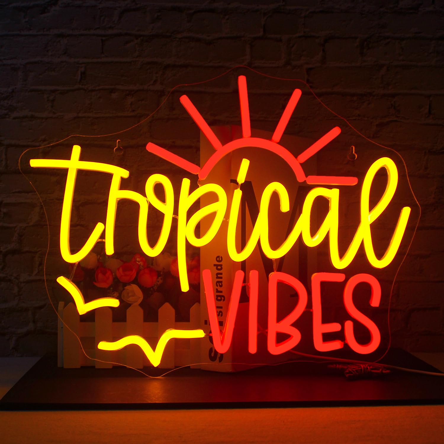 Tropical Vibes Neon Sign Led Neon Lights for Wall Decor Bar Light Up Signs for Bedroom Home Beer Bar Club Man Cave Wedding Birthday Party Decorations Gifts