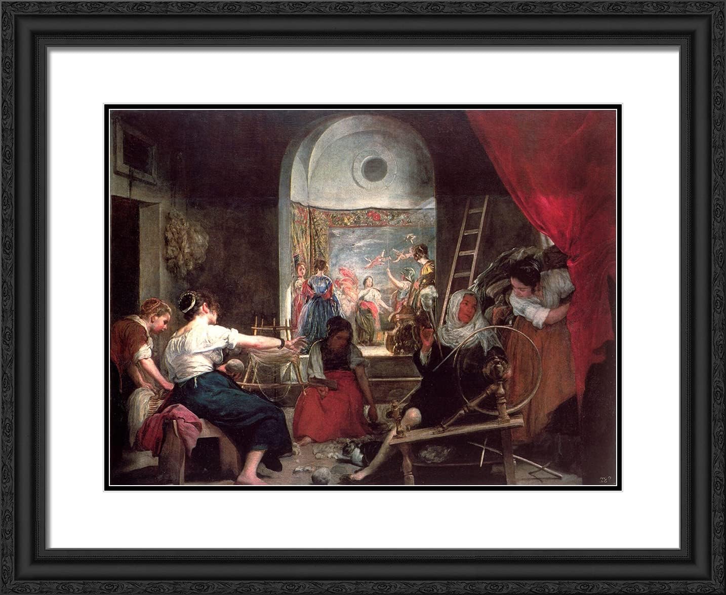ArtDirect Velazquez, Diego 24x20 Black Ornate Framed Art Print with Double Matting Titled: The Spinners