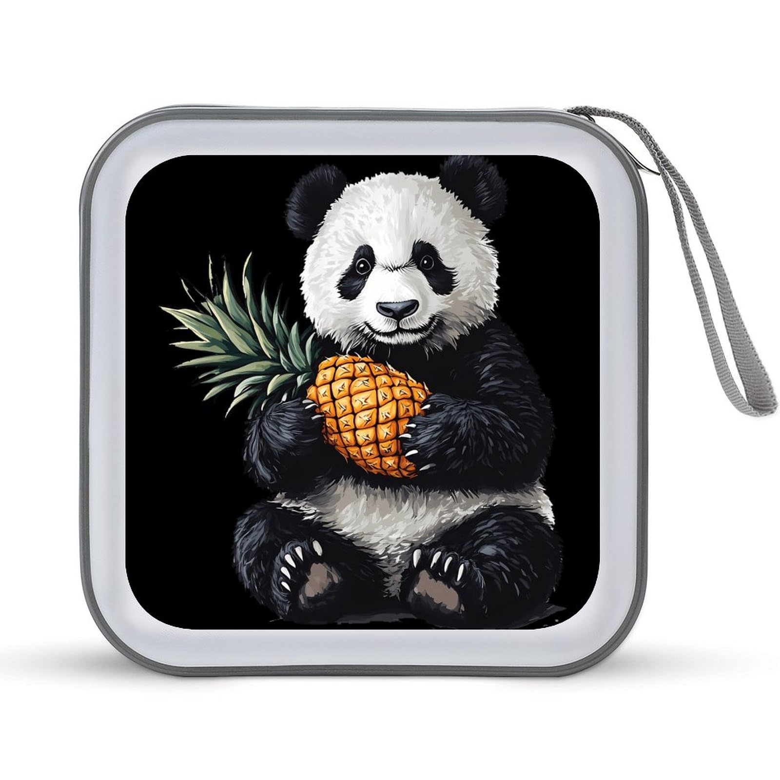This Panda Loves Pineapples CD Case Plastic DVD Case Holder Wallet Disc Storage Organizer for Car Travel