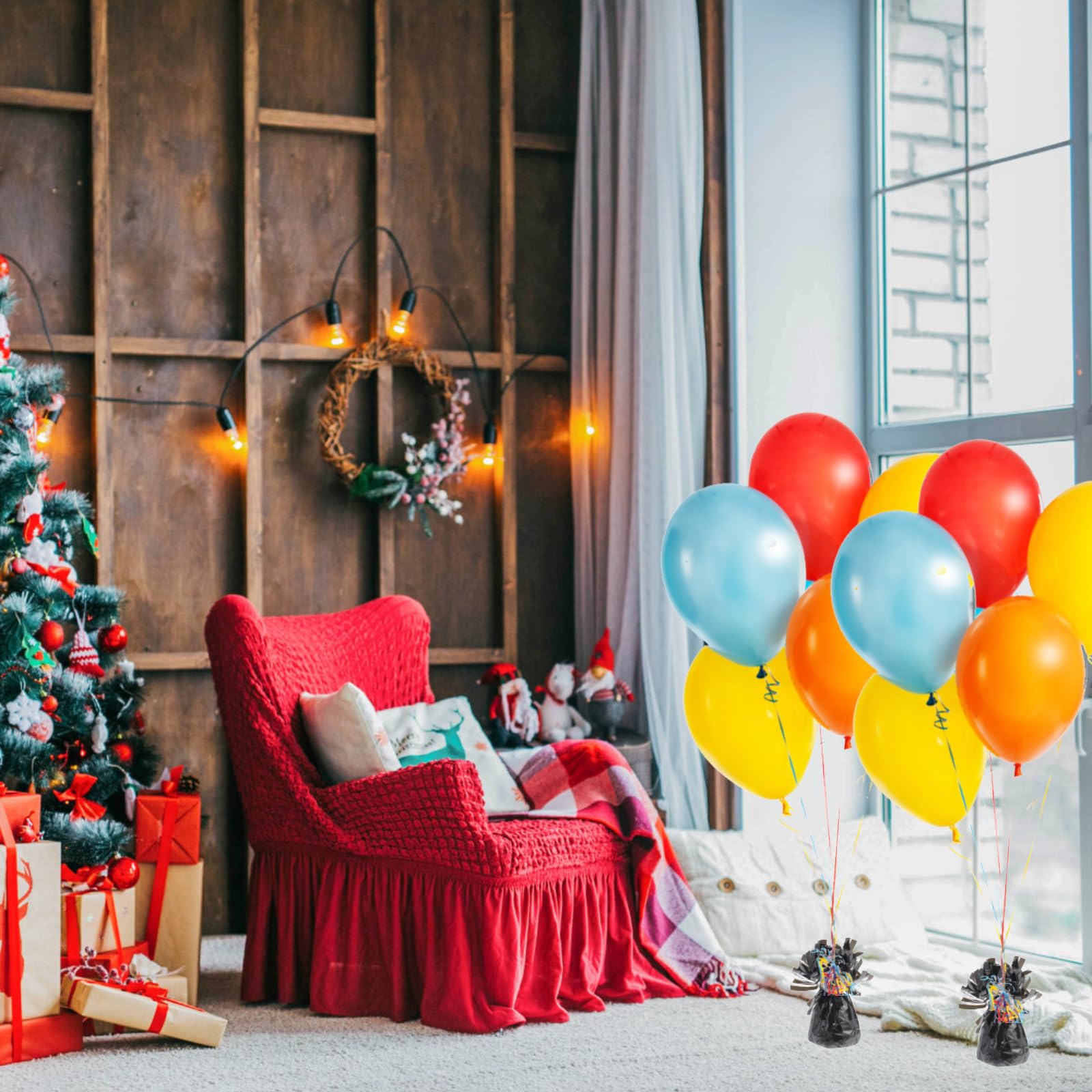 Blocco di Peso per Palloncini da Festa 12 Pezzi Nero | Calcestruzzo Rivestito in Alluminio, Piccolo Foro per Fissaggio, per Eventi Speciali e Cerimonie di Laurea