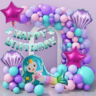 Rozi Decoration Mermaid Theme Birthday Decorations Items Set of 78 Pcs for Girls Bday Party Décor | Under The Sea Theme Bi... Price In India