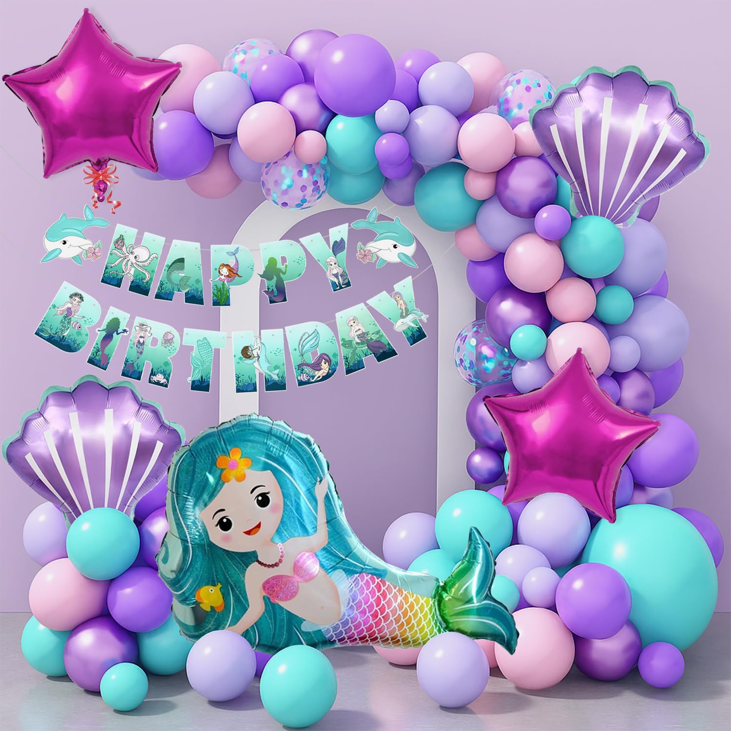 Rozi Decoration Mermaid Theme Birthday Decorations Items Set of 78 Pcs for Girls Bday Party Décor | Under The Sea Theme Bi...