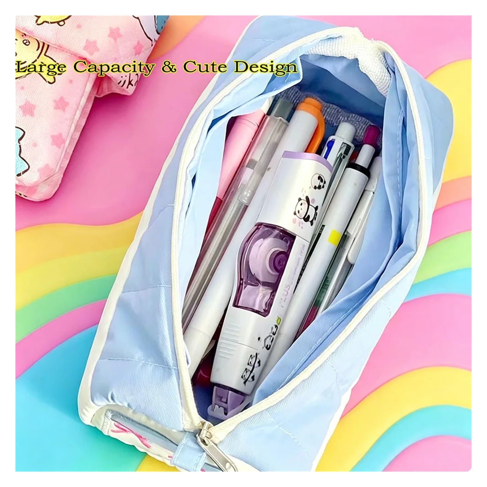 Astuccio portapenne 3D House for la scuola | Kawaii, tela, grande capacità, simpatico cartone animato, regalo for ragazze(Blue)