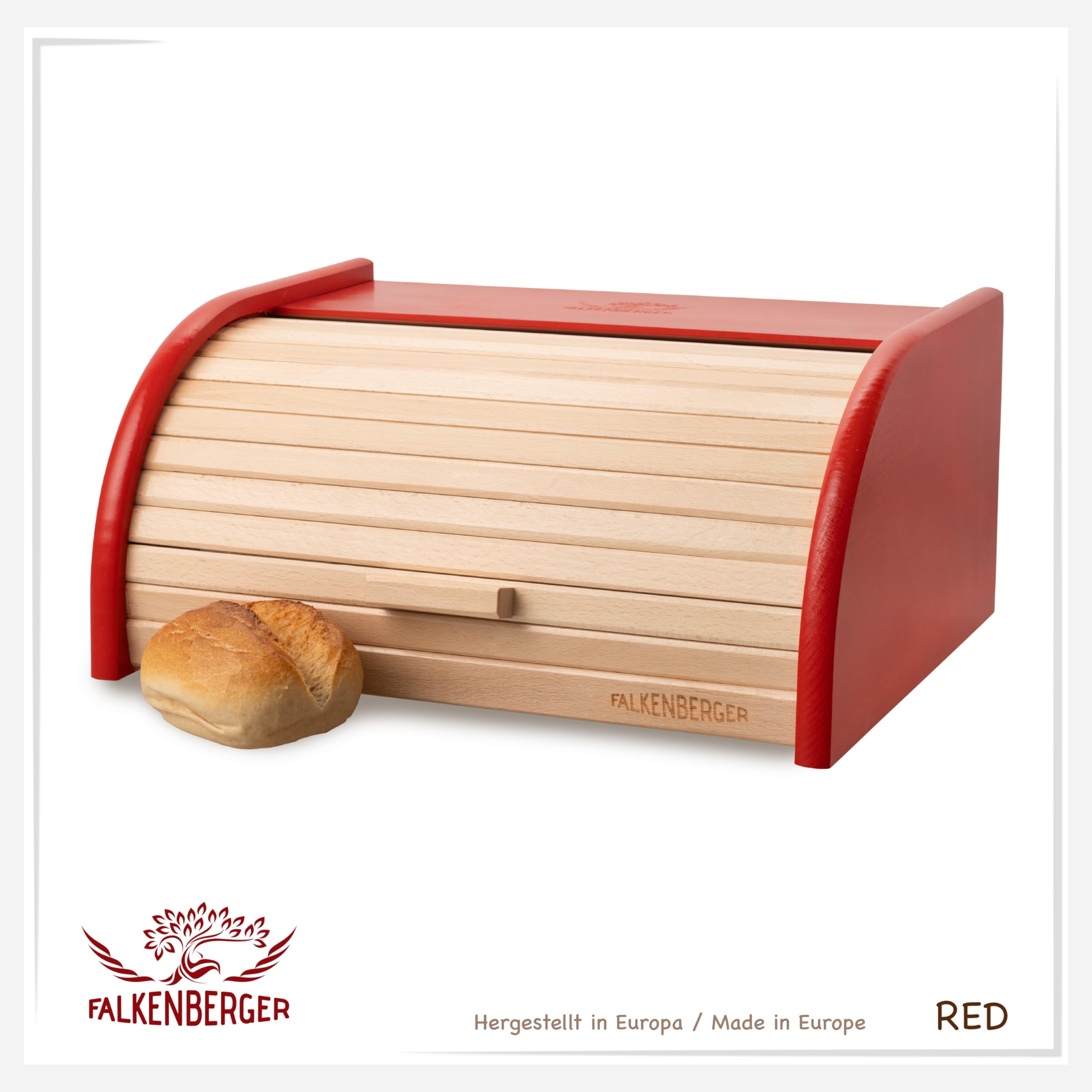 contenitore per pane in legno di faggio rosso, circa 39x29x18 cm, portapane tradizionale con coperchio scorrevole, fatto a mano