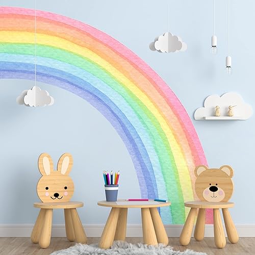 Miniatura 3 de Amaonm - Calcomanías de pared de acuarela de estilo bohemio, extraíbles, grandes, calcomanías de pared gigantes, autoadhesivas, colores pastel,