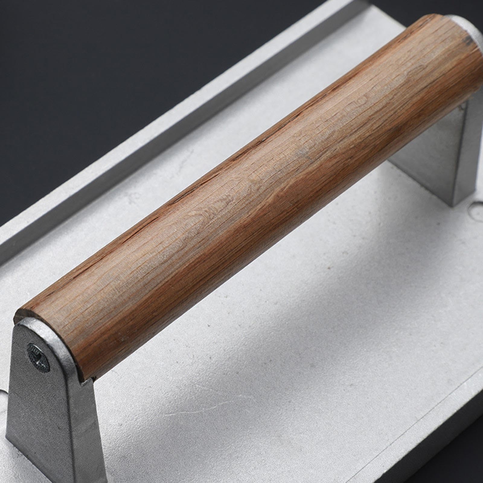 Press Rettangolare Hamburger Press Smasher Patty Maker in Lega di Alluminio Manico in Legno Fondo Scanalato Adatto per Cucina Barbecue, 22,8 cm x 13 cm