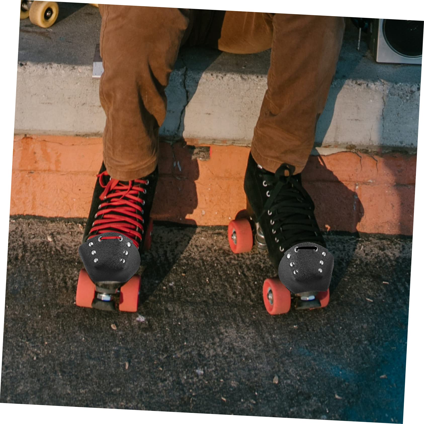 Kisangel 4 Paare Rollschuh-Kopf Bedeckung Stiefelschutz Lederschutz Rollschuhzubehör Roll-zehenschützer Zehenschutz Austauschbare Schlittschuh-zehenabdeckung Skates Zubehör Skateboard Jacke