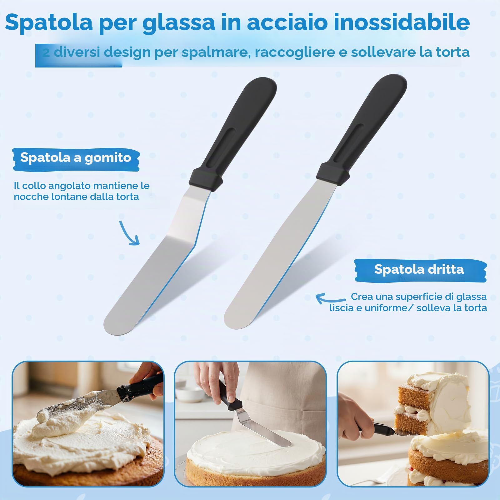 Ohuhu Piatto Girevole per Torte, 11 Pollici Piatto Girevole with Base Antiscivolo e Accessori - 2 Spatola Liscia e 3 Pettini Liscia, Kit Pasticceria per Decorare Torte, Scelta Regalo Perfetta
