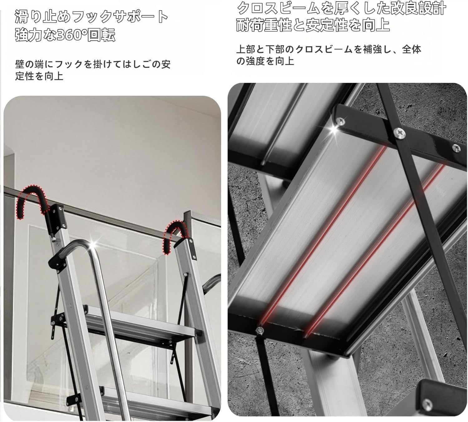 Amazon.co.jp: TVT ロフト 階段 屋根裏はしご 滑り止め手すり付き 