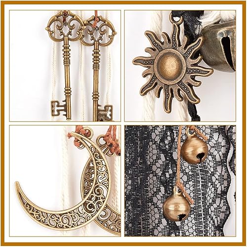 Miniatura 30 de OLYCRAFT 3 Pcs Witch Bells & Keychain Hangers - Moon Key Wiccan Bells Decor with Wood Beads Wind Chimes for Home Decor - 11.8 Inch