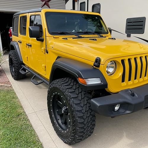 Miniatura 2 de Estribos de estilo desplegable compatibles con Wrangler Jk Jku Unlimited 2007-2018 de 4 puertas, polvo negro texturizado de doble etapa, barras de