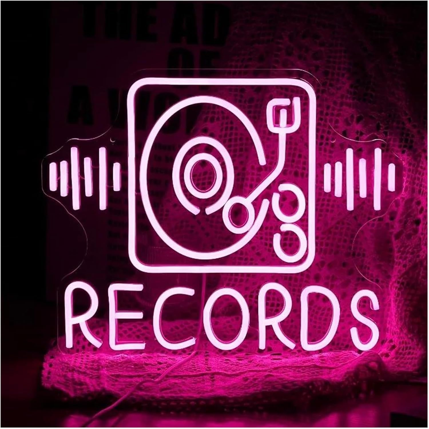 Aextroi neon Lights Sign Neon Sign for Wall Decor, Dimmable, for Pink LED, Record Store 31cm×40cm