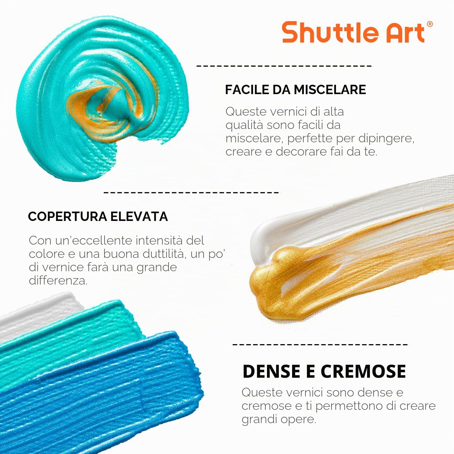 Shuttle Art 30 Colori Acrilici per Dipingere Metallizzati, Acrilici per Dipingere 60 ml, con 10 Pennelli e 1 Tavolozza, Set Pittura Metallizzata per Adulti, Acrylic Paint su Tela Uova Ceramica Rocce