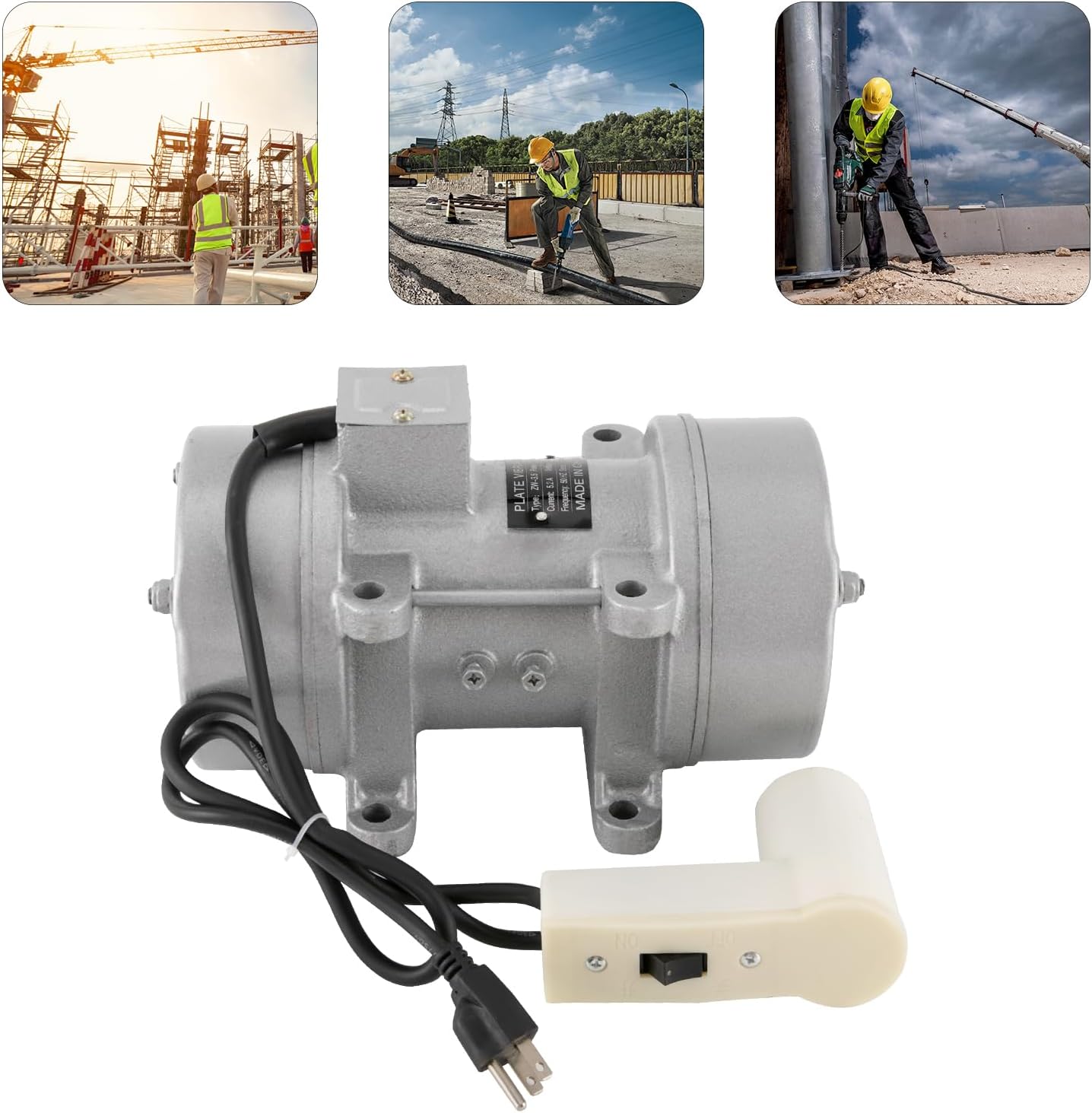 750W Concrete Vibration Motor, 2840 RPM Asynchronous Shaker Motor, 350KGF Force 110V, IP65 Heavy-Duty Vibrating Motor for Shaker Table, Construction, Electric Power, Concrete Compaction Equipment