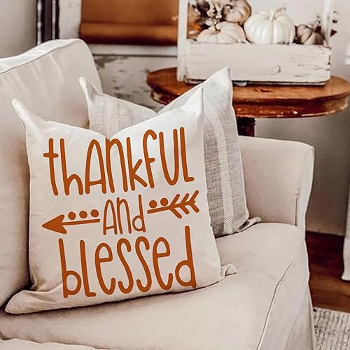 Miniatura 2 de Juego de 4 fundas de almohada de otoño de 18 x 18 pulgadas, fundas de almohada de Feliz Acción de Gracias, calabaza, especias, otoño, casa de campo,