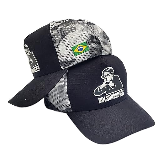 Kit 3 Bonés Country Bolsonaro Mito Presidente 2022 Preto Camuflado