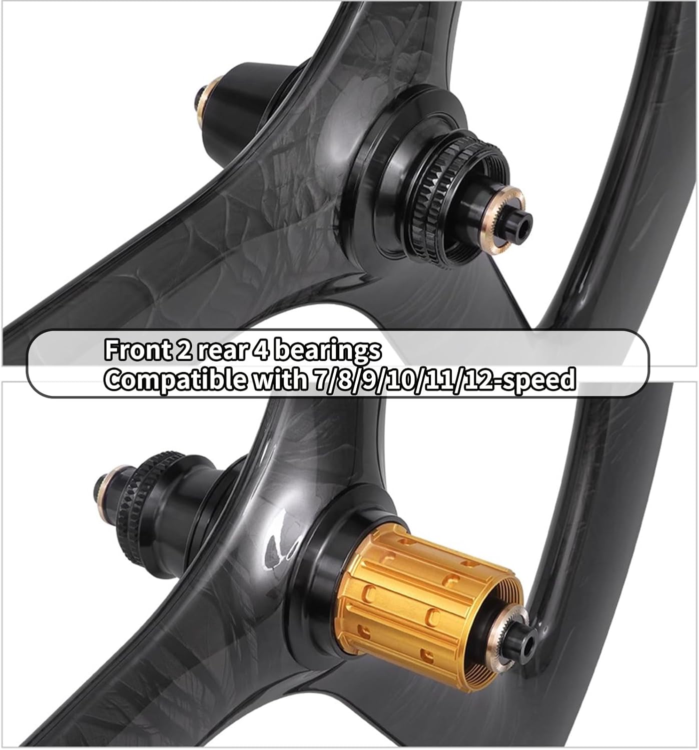 Bike Wheel Set 20 Inch Carbon Fiber One-Piece Bike Wheels 3 Spokes Rim Disc Brake Quick Release 100mm/135mm for Folding/BMX Bikes