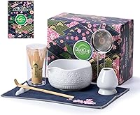 Vista 10 de Juego de batidor de matcha, juego de cerámica matcha incluye cuenco matcha, batidor y soporte de matcha, cuchara de bambú, soporte para cucharada
