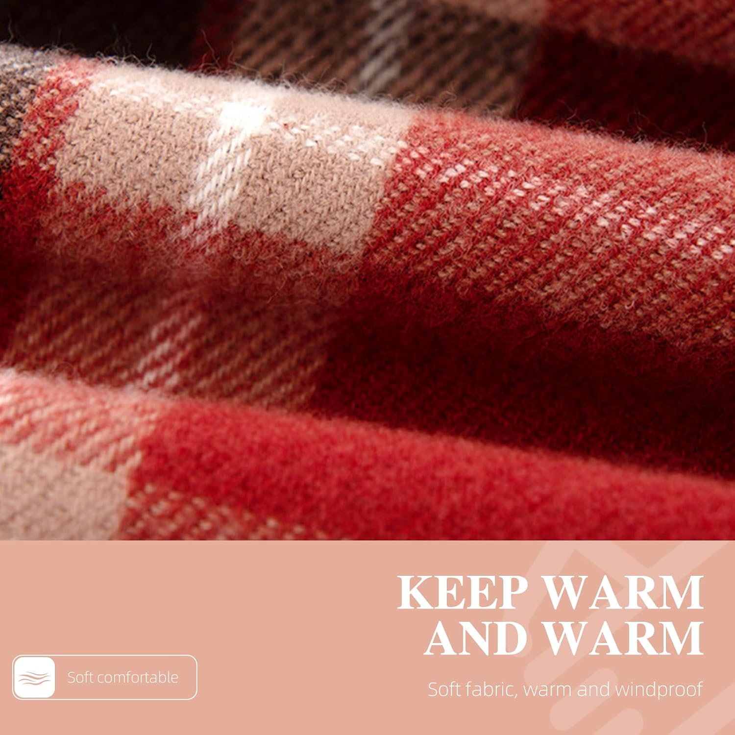 Men's Scarves Winter Plaid Scarf Tassel Edge Soft Warm-Black and Grey Striped Men's Scarf for Gift - Image 3