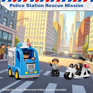 Large Police Station Toy, Classic Big Building Blocks Police Toys