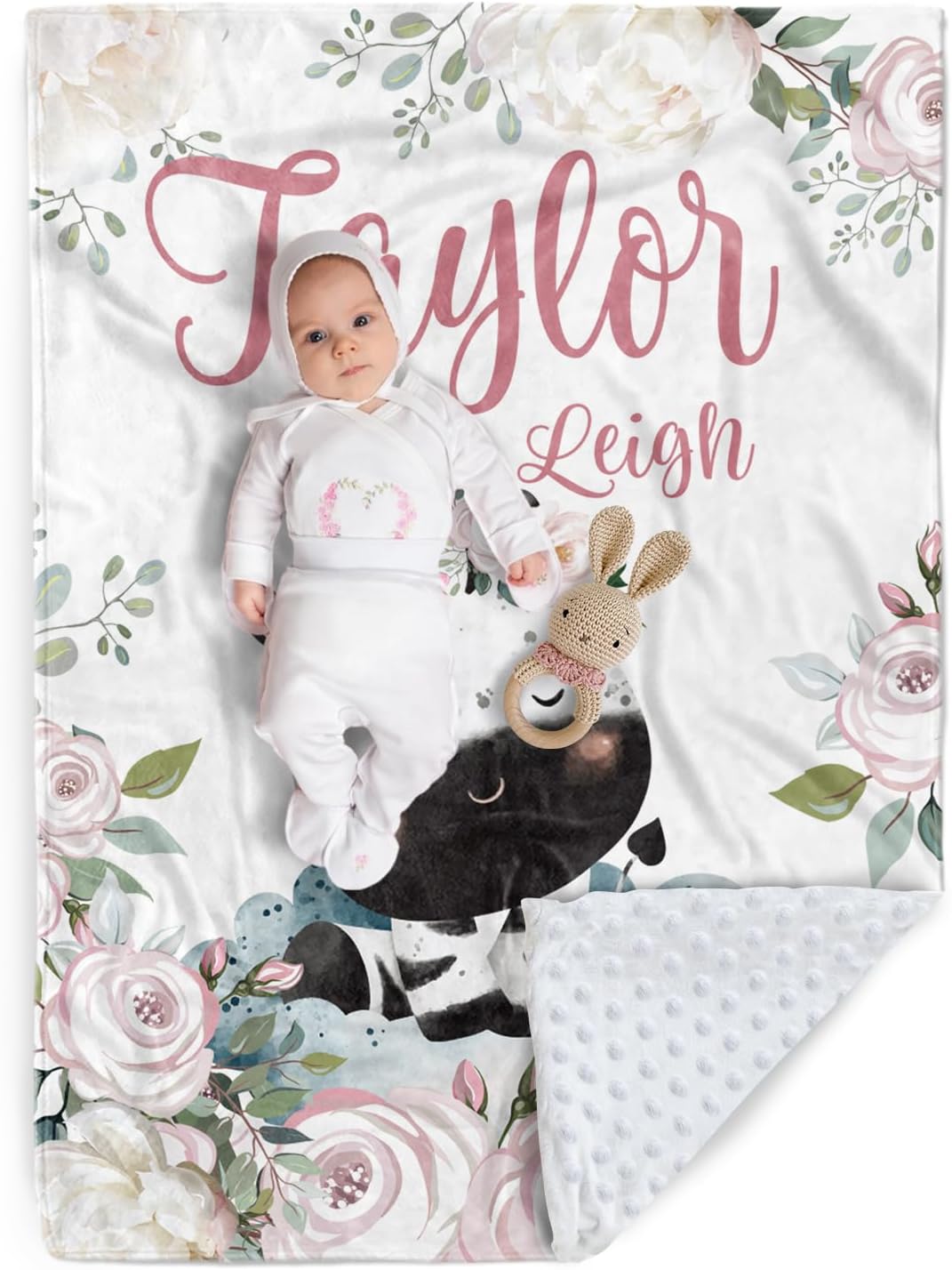 Custom Baby Blanket - Soft Plush Blanket with Double Layer Dotted Backing for Boys Girls - Personalized Name with Animal Design Zebra02(30"x40")