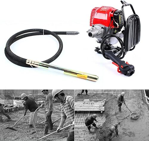 Miniatura 2 de Vibrador de hormigón de 43 CC, mochila de 4.8 HP de 4 tiempos, vibrador de inserción portátil para eliminar burbujas de aire, nivelar y mezclar