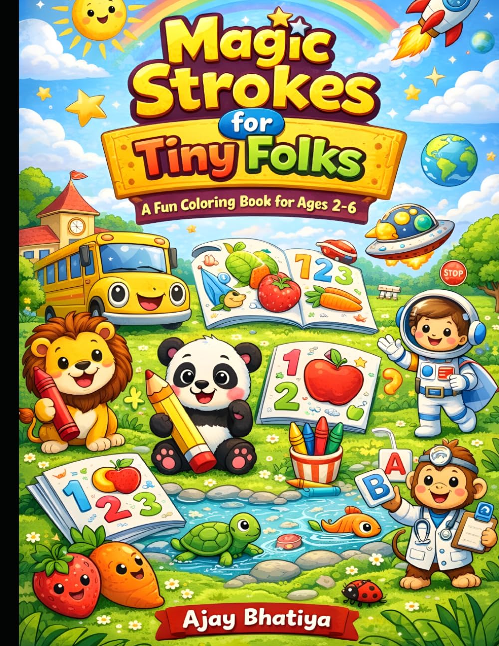 Magic Strokes for Tiny Folks: Magic Strokes for Tiny Folks: A Fun & Easy Coloring Book for Kids Ages 2–6 Featuring Animals, Fruits, Vehicles, Birds, Alphabets, Numbers, Sea Creatures, Space & More