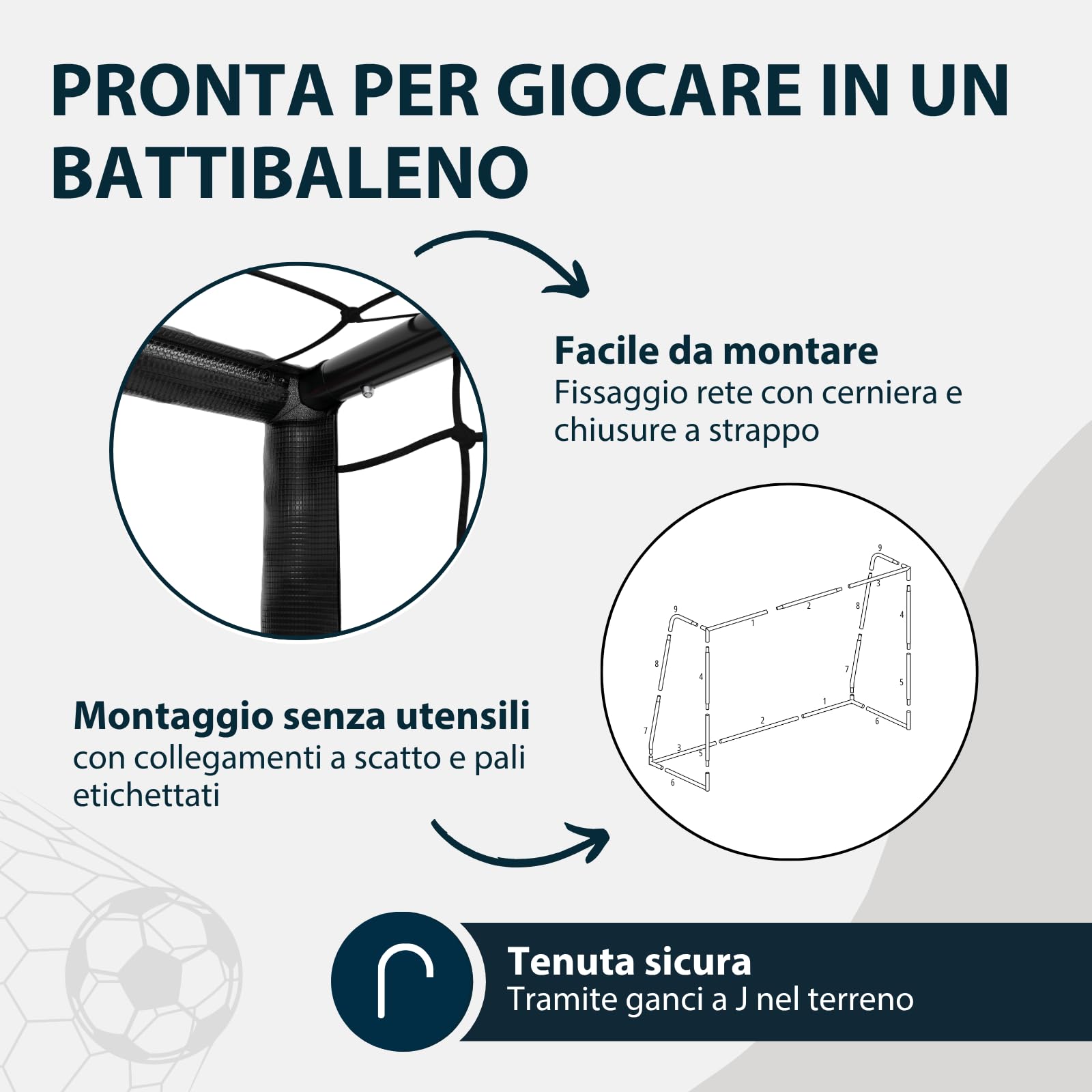 HUDORA Pro Tect Lite – Porta calcio da giardino con pali imbottiti, per l’esterno – facile da montare grazie alle connessioni a scatto – porta stabile in acciaio per bambini e ragazzi - nera