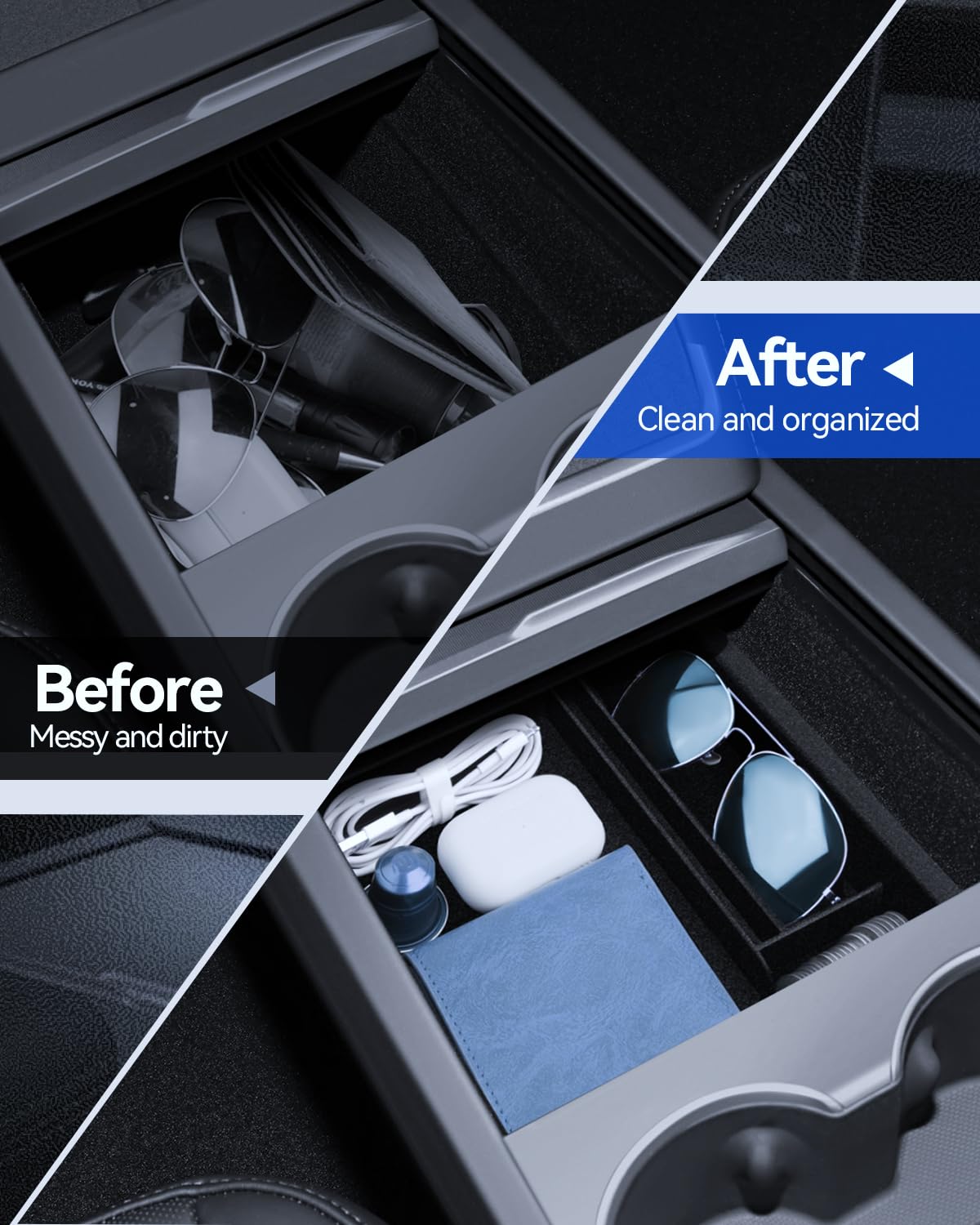 Organizer en organizer, 2 stuks accessoires voor Tesla Model 3 2024