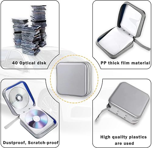 Miniatura 3 de 1 funda para CD, soporte para cartera de DVD, caja de almacenamiento de plástico con 40 folletos, funda de DVD portátil universal para techo