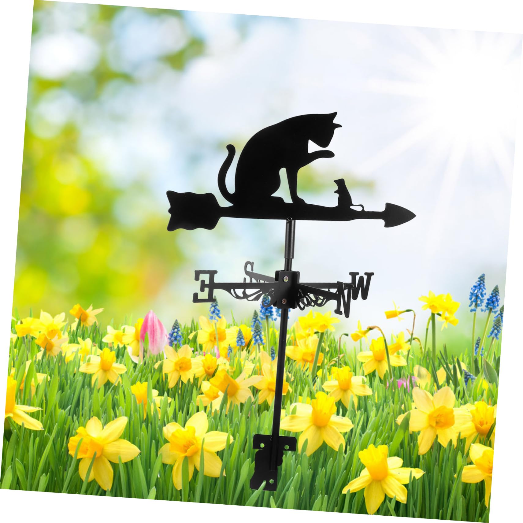 Amosfun Edelstahl Wetterfahne Katzenmotiv Wetteranzeige Für Garten Und Terrasse Langlebig Und Stabil Dekorative Windrichtungsanzeige Für Outdoor-Bereich Installieren