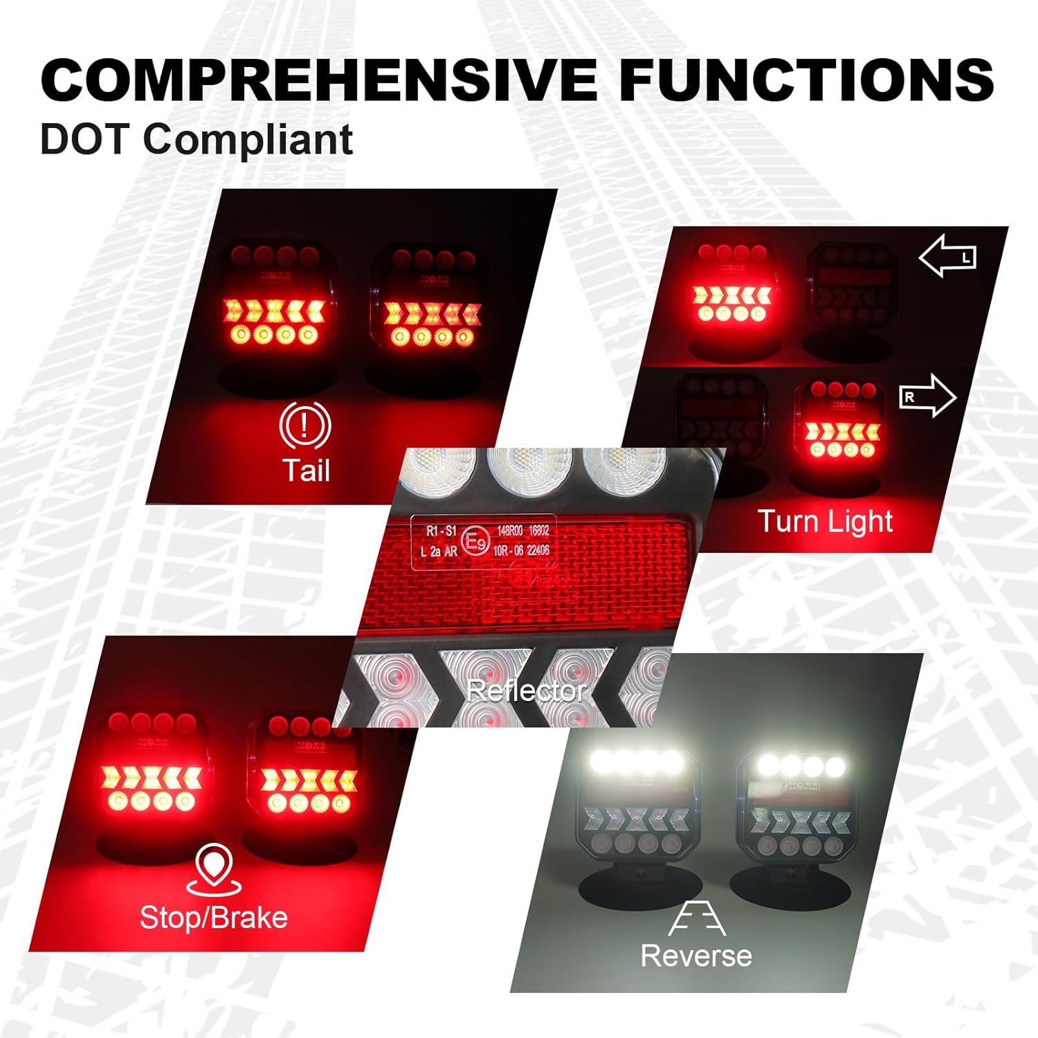 Wireless Trailer Lights 110° Rotatable, Magnetic LED Trailer Light for Towing Truck RV, Rechargeable Tail Tow Lights Kit for Camper Boat Caravan Turn Signal Brake Reverse Stop, IP67 Waterproof