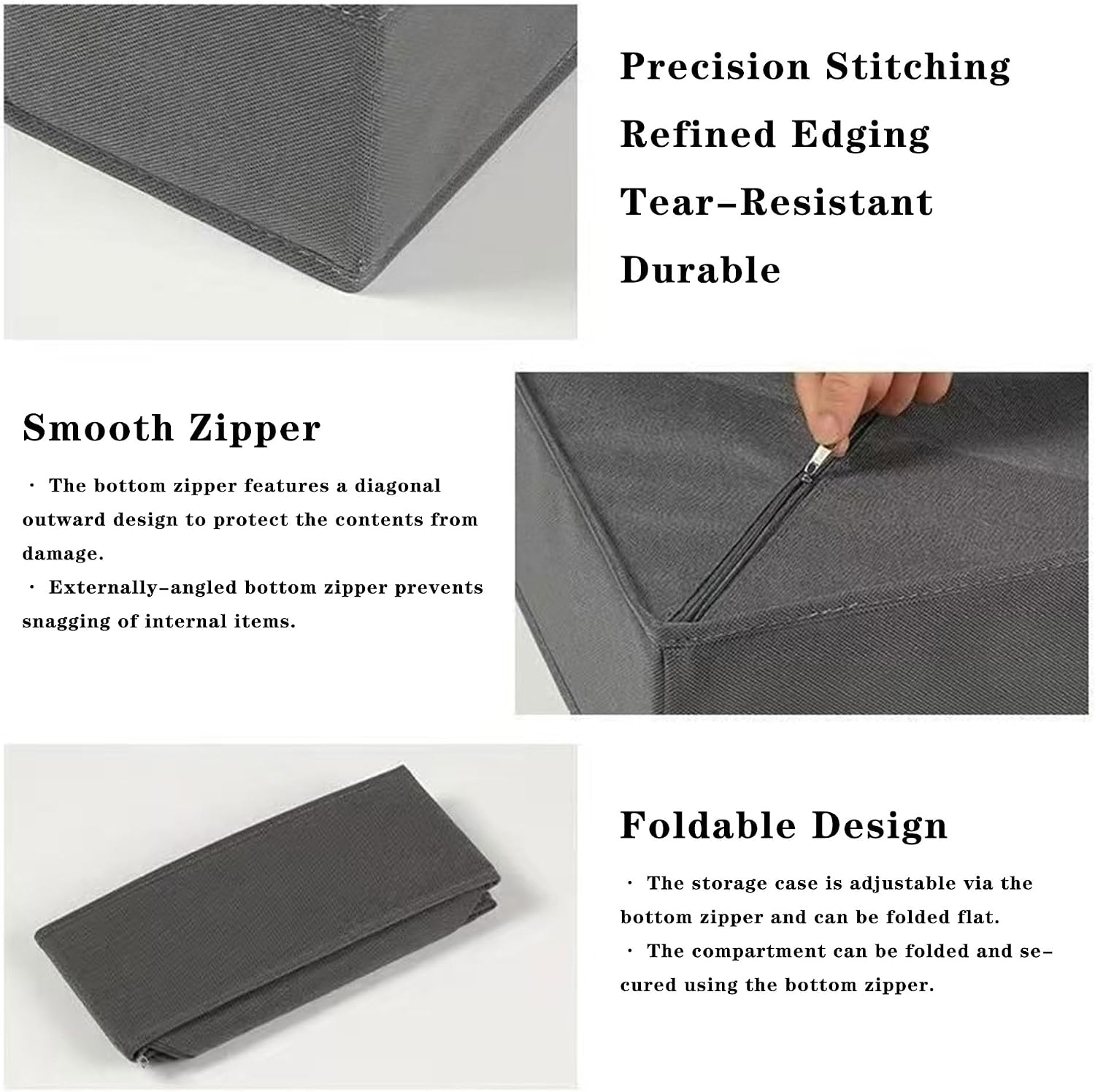 Foldable Drawer Organizer, 3 Pack Gray Fabric Storage Bins with Hardboard Sides, 11×5.5×4.8 Inch Dresser Drawer Dividers for Socks, Underwear, Accessories – Closet Organizer Boxes