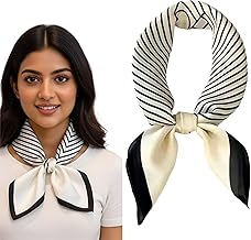 THYNOX 27.5 Inch Square Silk Scarf for Women Stylish | White Satin Scarf for Suit, Blazers & Shirts | Elegant Ladies Neckerchief for Casual and Formal Wear | Silk Scarves for Women & Ladies