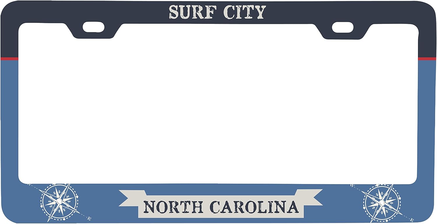 R and R Imports Surf City North Carolina Beach Ocean Trendy Nautical Topsail Island Souvenir Metal License Plate Frame