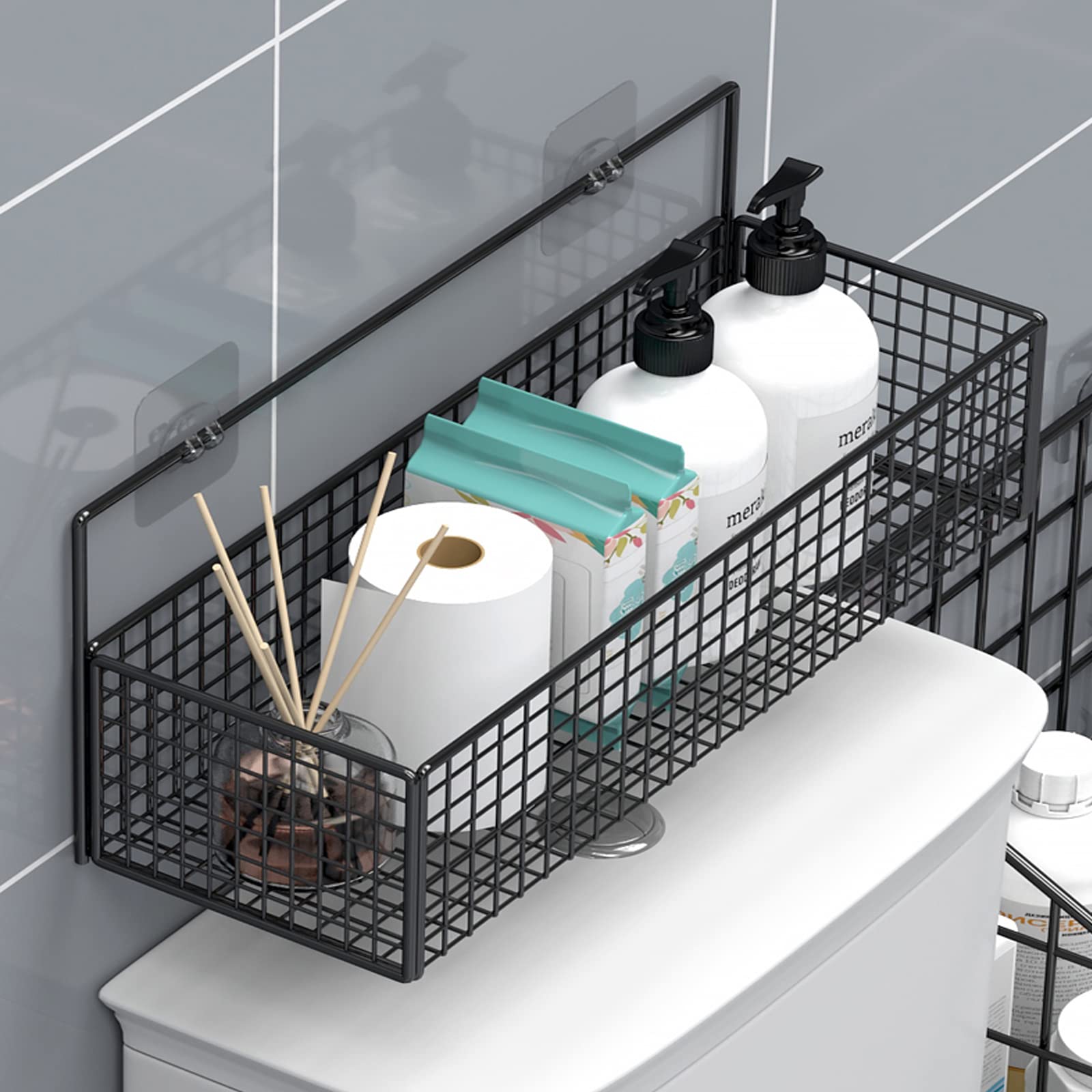 Étagère murale en métal pour salle de bain et rangement au-dessus des toilettes