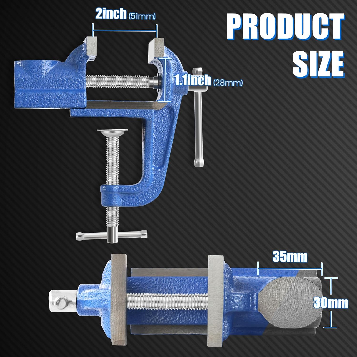 Mini Table Clamp, 2" blue, Small Bench Vise, Upgraded cast steel manufacturing Jewelers Hobby Clamps Craft Repair Tool Portable Work Bench Vise (Mini)