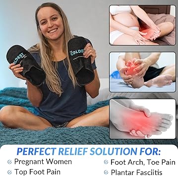 THE COLDEST WATER Ice Pack Slippers - Reusable Gel Ice Packs Slippers for Arthritis Feet/Plantar Fasciitis/Foot Injuries/Chemo/Swelling & More - Hot/Cold Therapy Foot Wraps for Pain Relief (2 Pack)